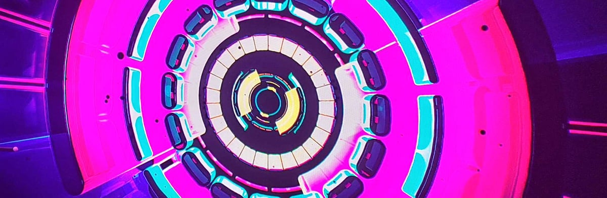Bright colours and symmetrical shapes on an LED volume