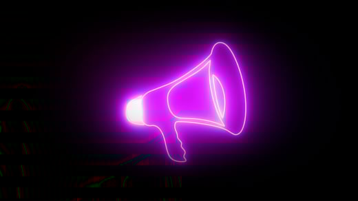 Neon lights in the shape of a megaphone
