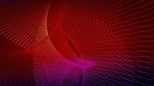 Geometric shapes are interwoven to create curved shapes.